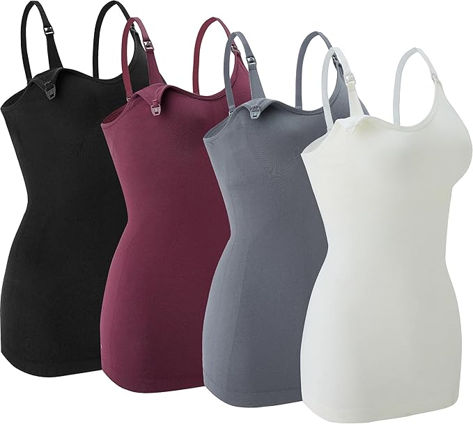 Nursing Tank Tops for Breastfeeding - Pregnancy Must Haves Maternity Camisoles with Built in Bra