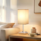 Touch Bedside Table Lamp For Nightstand - 3-Way Dimmable Night Lamp with USB A + Type C Charging Ports and two AC Outlets, Small Desk Light with E26 LED Bulb for Bedroom Living Room, GREY PLUS