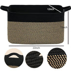 COMFY-HOMI Large Rectangular Blanket, Cotton Rope Woven for Storage, LaundryHamper, Storage,Toy Organizing Bin with Handle, Organizer and Storage-22x15x12-Black/Jute