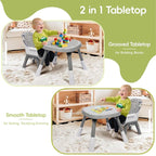 15 in 1 Convertiable High Chair for Babies and Toddlers, 2 in 1 Highchair & Activity Center w/Toys, Booster Seat, Toddler Chair w/5-Point Harness & Removable Tray & 2-Layer Cusion (Grey)