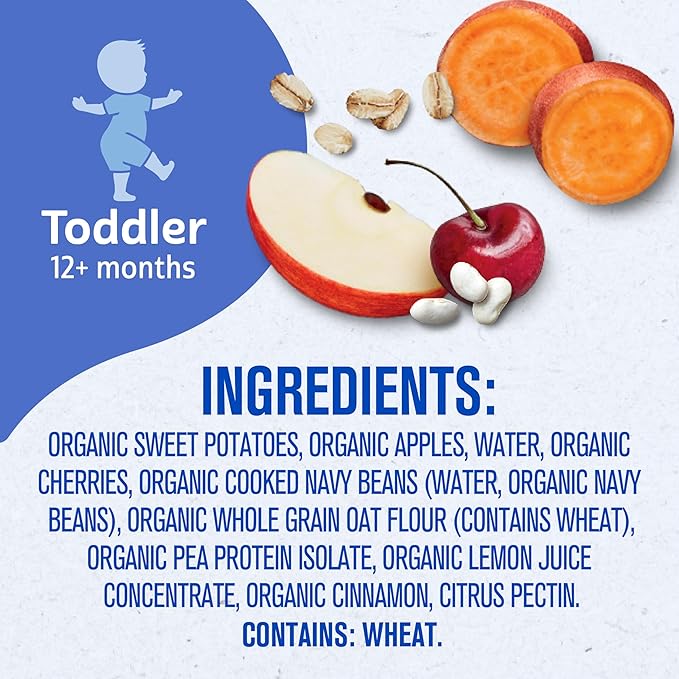 Gerber Toddler Food, Organic Sweet Potato Cherry Smash Puree Pouch, Toddler Pouches, No Added Sweetener, No Artificial Flavors, 12-Pack