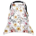 Floral Baby Car Seat Canopy Soft Plush Dotted Backing Baby Car Seat Cover Girls, Infant Carseat Canopy, Stretchy Multi- use Nursing Cover for Stroller/High Chair/Shopping Cart/Car Seat Canopies