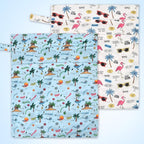 2pcs Travel Waterproof Laundry Bag, Cloth Diaper Wet Dry Bags with Handle & 2 Zipper Pockets, Reusable Washable Dirty Clothes Bag for Baby Adult Travelling Hanging, Bathing Beach Pool Daycare