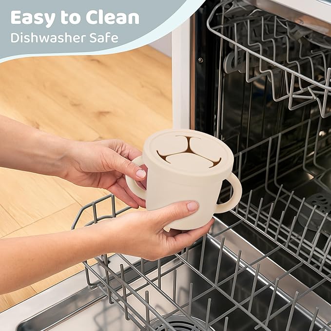 Snack Containers, Silicone Food Grade Silicone Cups, Toddler Snack Container Cups with Handles and Lid for Toddlers (Color 2)