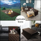 100% Waterproof Dog Bed Cover 86x82 inch Reversible Reusable Camping Mat for Kids/Pet/Dog/Cat Washable Geometric Embroidery Blanket Patchwork Brown+Beige