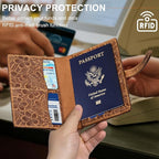 Genuine Leather Passport Holder for Women Men - RFID Blocking Slim Travel Wallet