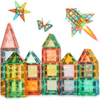 Magnetic Tiles,Magnet Building Blocks Construction Stacking Educational Toy Creative Playboard for Kids Ages 3+ (032 Pieces)