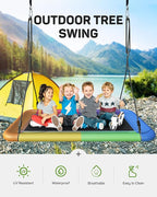 Tree Swing for Kids and Adults, 60" Waterproof Rectangle Platform Swing, 700lbs Heavy Duty with Adjustable Straps, Rainbow