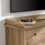 WAMPAT Oak Dresser for Bedroom with 6 Drawers, Baby Dresser with Solid Wood Legs, Farmhouse Light Wood Closet Storage Organizer, Horizontal Dressers for Nursery, Living Room, Kids Room