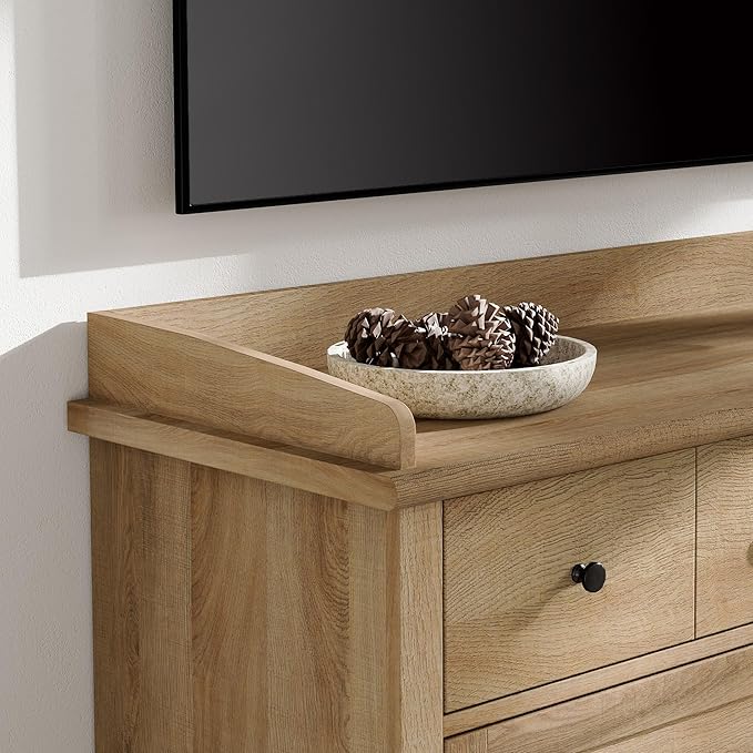 WAMPAT Dresser for Bedroom with 6 Drawers, Kids Dressers with Wide Chest of Drawers, Mid Century Modern Wooden Closet Storage Organizer for Living Room, Nursery, Hallway, Rustic Oak