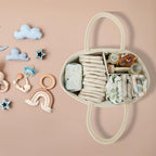 Diaper Caddy Organizer Cotton Rope Baby Basket Nursery Storage and Portable Tote Bag for Car Ideal Baby Shower Gifts and Registry Must-Have for Newborn Essentials Large beige