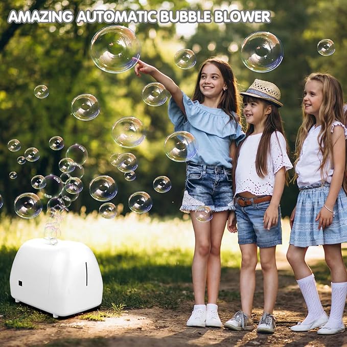 Bubble Machine for Kids Parties Bubble Maker Operated by Plugin or Batteries Outdoors Blower Life Theme Parties Weddings Birthday Parties Create Bubble World Gifts for Boys and Girls