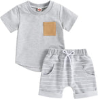 Mubineo Infant Toddler Baby Boy Summer T Shirt Shorts Outfits Short Sleeve Tee Tops Clothes Set