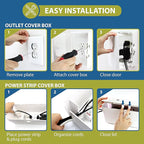 Power Strip Cover and Outlet Cover Box - Effectively Baby Proofs Power Strip on Floor or Wall, Protects Small Hands & Fingers, Cover Box and Outlet Cover Box