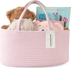 Diaper Caddy Organizer, Empty Gift Basket for Newborn Essentials, Baby Storage Basket, Stylish Gift Bag for Baby Shower, Boys and Girls – Small, Light Pink