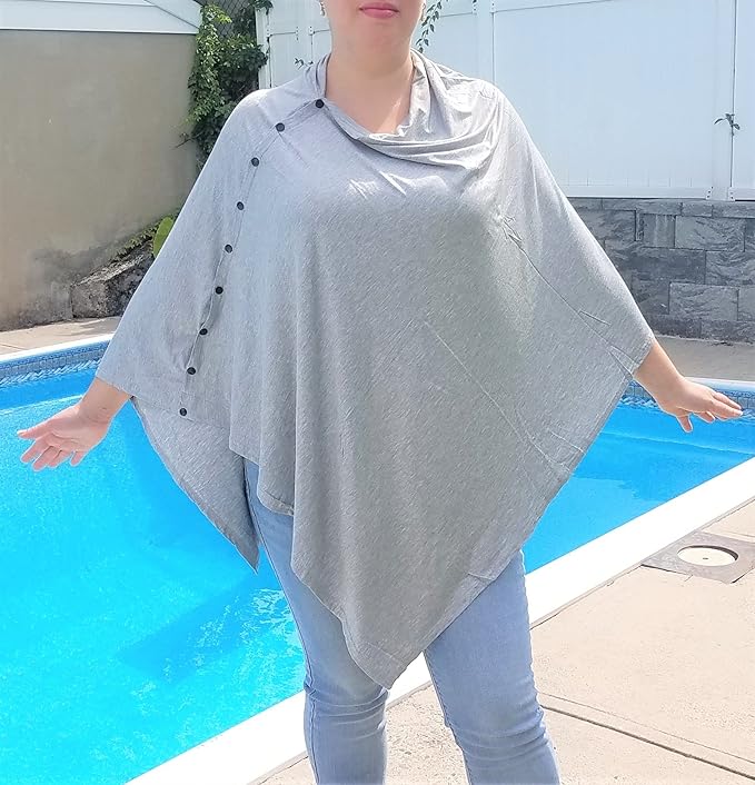 Nursing Cover for Breastfeeding - Multi Use - Nursing Blanket – Poncho Style with Buttons - Stretchy Baby Car Seat Canopy - Nursing Cover Scarf