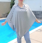 Nursing Cover for Breastfeeding - Multi Use - Nursing Blanket – Poncho Style with Buttons - Stretchy Baby Car Seat Canopy - Nursing Cover Scarf