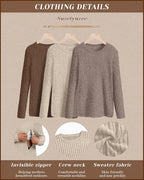 3 Pack Women's Nursing Long Sleeve Tops Breastfeeding Thermal Sweaters with Hidden Zipper Maternity Ribbed Shirts