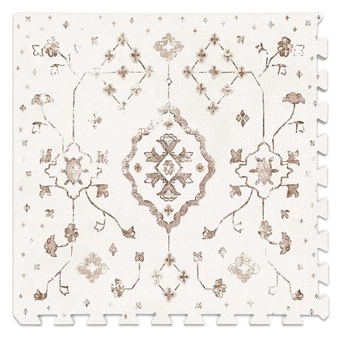 Baby Play Mat for Floor – 6x8ft Vintage Coffee | Soft Non Toxic Premium EVA Foam Tiles for Tummy Time, Crawling & Playroom – Waterproof Floor Mat for Babies & Toddlers Lillefolk (12 Tiles)
