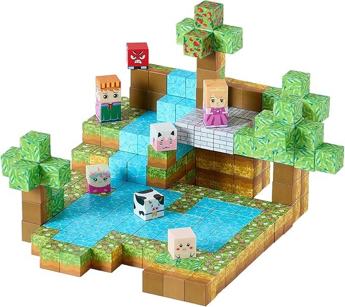 VEVOR Magnetic Blocks, 150 PCS Forest Castle Set, Magnetic Building Cubes for Kids, STEM Montessori Sensory Toys for Christmas Birthday Gift, Construction Stacking Toy for 3+ Years Old Boys & Girls