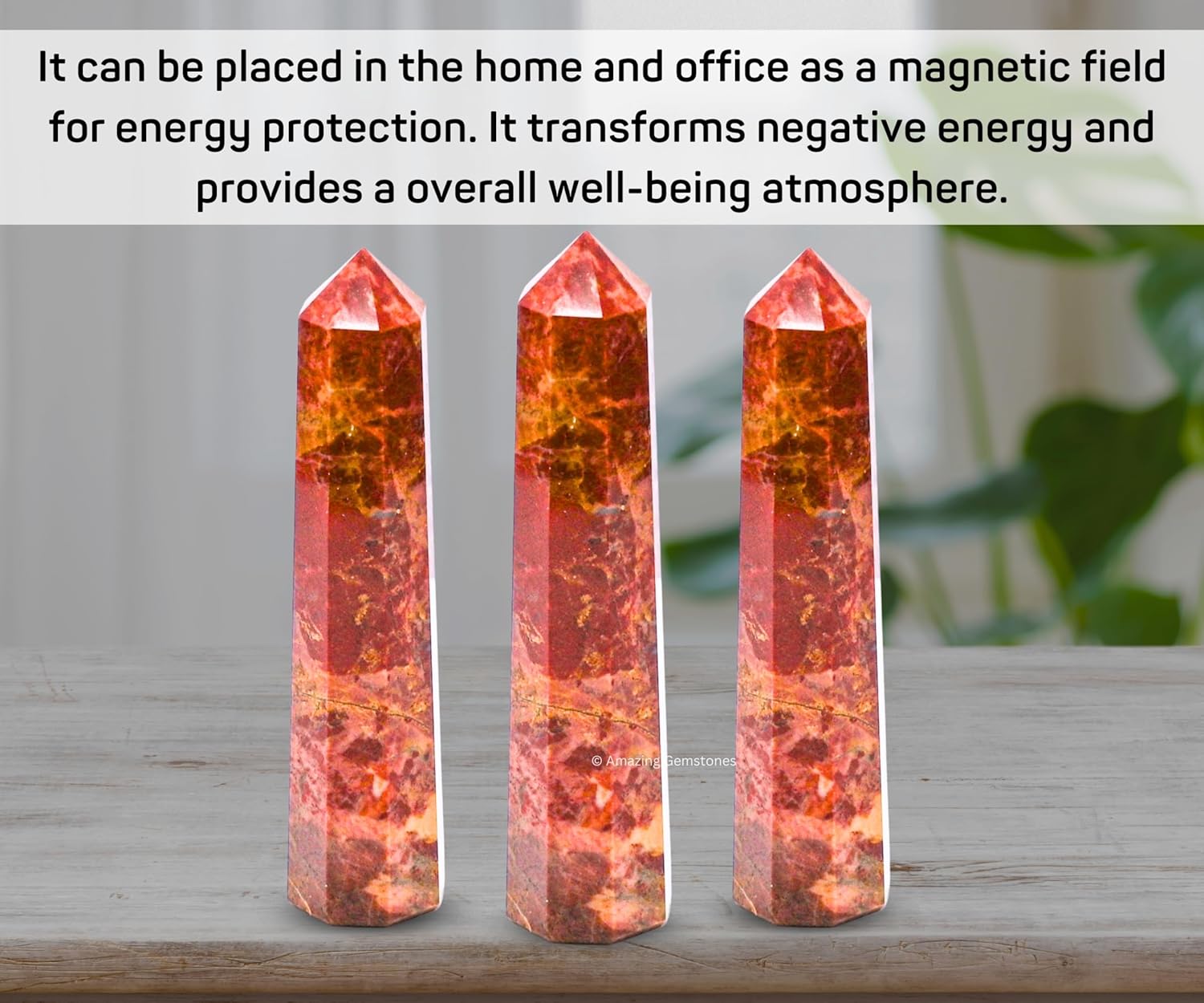 Amazing Gemstone Brecciated Jasper Crystal Towers ~ Natural Healing Crystal Point Obelisk for Reiki Healing and Crystal Grid (3- Inch)