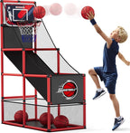 Basketball Arcade Game Indoor Outdoor, Kids Basketball Hoop with 4 Balls & Pump, Single Shot Basketball Game at Home, Carnival Games Sport Toys Gifts for Boys Girls Teens