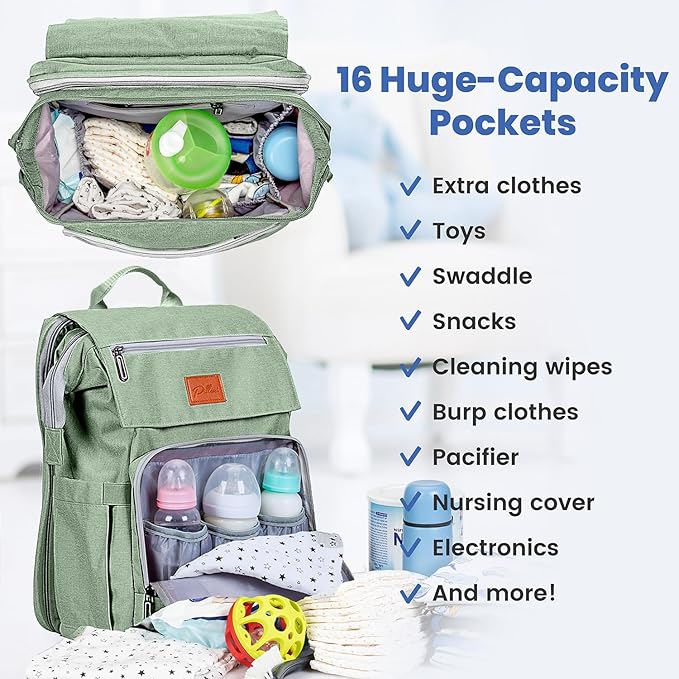 PILLANI Baby Diaper Bag Backpack - Large Bag for Boys & Girls, Waterproof Diaper Backpack - Travel Diaper Bags w/Changing Pad, Baby Registry Search & Shower Gifts - Essentials Must Haves Newborn Stuff