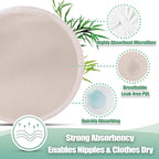 wegreeco Nursing Breast Pads (14 Pack) + Laundry Bag & Travel Storage Bag, 4.7 inch - Washable & Reusable Breastfeeding Nursing Pads (Rose Gold, Large, Plain Shape)