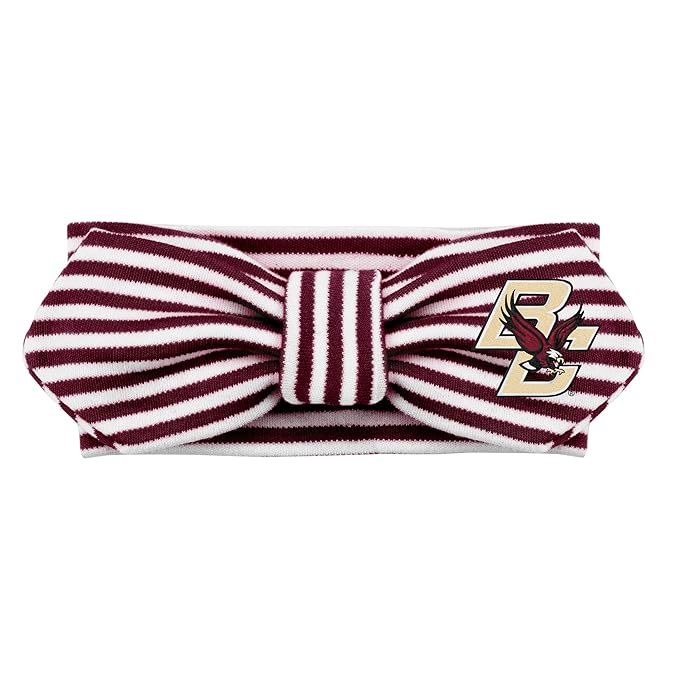 Creative Knitwear Boston College Eagles Infant Girls Maroon/White Striped Hair Knot Headband Embroidered Logo - Size Newborn - 4T