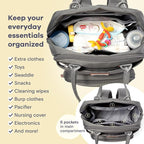 RUVALINO Diaper Bag Backpack, Multifunction Travel Back Pack Maternity Baby Changing Bags, Large Capacity, Waterproof and Stylish, Iron Gray