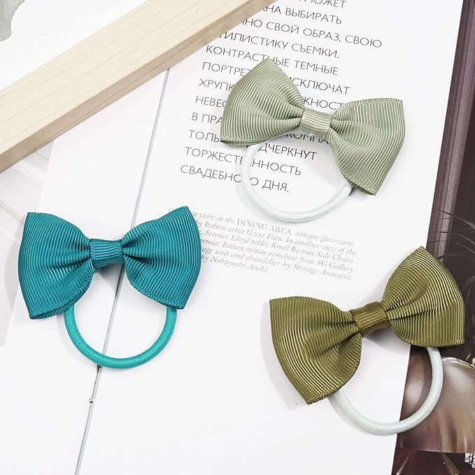 CÉLLOT Toddler Hair Accessories - 40pcs 2.75" Elastics Rubber Ribbon Bands, Bows for Baby Girls, Kids & Children, Pastel Colors