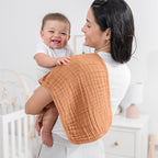 Comfy Cubs Muslin Burp Cloths 20" x 10", Pack of 6 - Large, 6-Layer, Ultra Absorbent 100% Cotton for Baby Drool and Messes - Soft, Safe & Gentle Baby Burp Cloths Set for Boys & Girls - Caramel