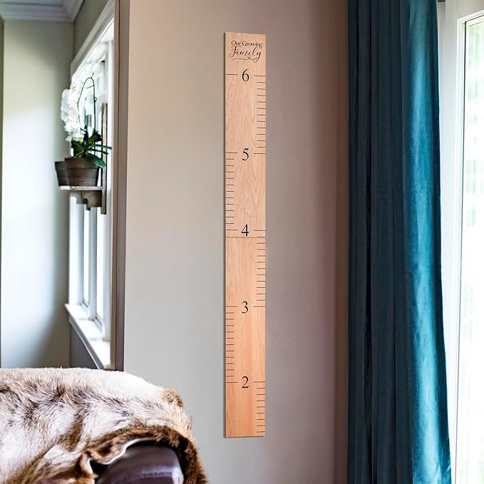 Wooden Growth Chart – Kids Height Chart, Wall Measurement for Kids, Height Chart for Wall, Growth Ruler for Children – Our Growing Family, Natural (63"x6.7")