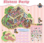 DIY 3D Sticker Scene，Jumbo-Large Sisters Party, Reusable Sticker, Cute Sets for Free Combination, Waterproof for Anywhere, Crafts Party Favors Birthday Gift