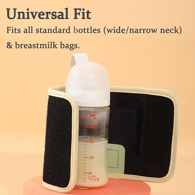 Baby Bottle Warmer,Keep Milk Warm Only (Does Not Heat) 20-Temperature Digital USB Portable Warming Sleeve,Portable Thermo Cover with Digital Display & 20 Temp Settings (Pink)