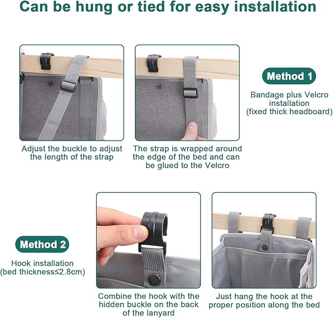 Accmor Hanging Baby Diaper Caddy Organizer, Diaper Stacker, Baby Crib Hanging Classified Storage Bag Organizer for Changing Table, Crib, Playard or Wall & Nursery Organization, Grey