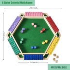 Vamslove Shut The Box Game for 6 Player with 12+4 Dice - Colorful 6 Sided Wooden Board Math Number Games for Kids Adults Families Party Club (Instructions Included)