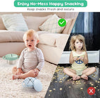 1 Pack Snack Containers for Toddlers, 3-in-1 Stainless Steel Toddler Snack Cups with Removable Silicone Food Catcher & Travel Lids, No-Spill Snack Container for Baby Self-feeding