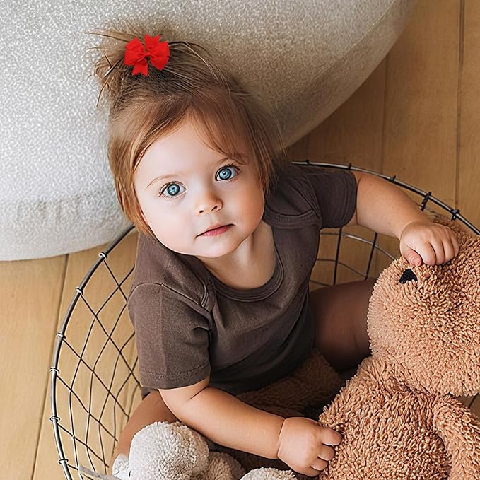 40pcs baby hair ties with Bows Elastic Ponytail Holders Small Hair Accessories for Kids Toddlers Infants. (Mixed color 4)