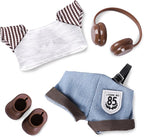 Clothes for 6.7in/17cm Doll, Set of 4 Cute Doll Accessories Includes Doll Hat+T-Shirt+Bib Pants+Shoes Set Premium Fashion Outfit for Collectors Unique Gift (Style B)