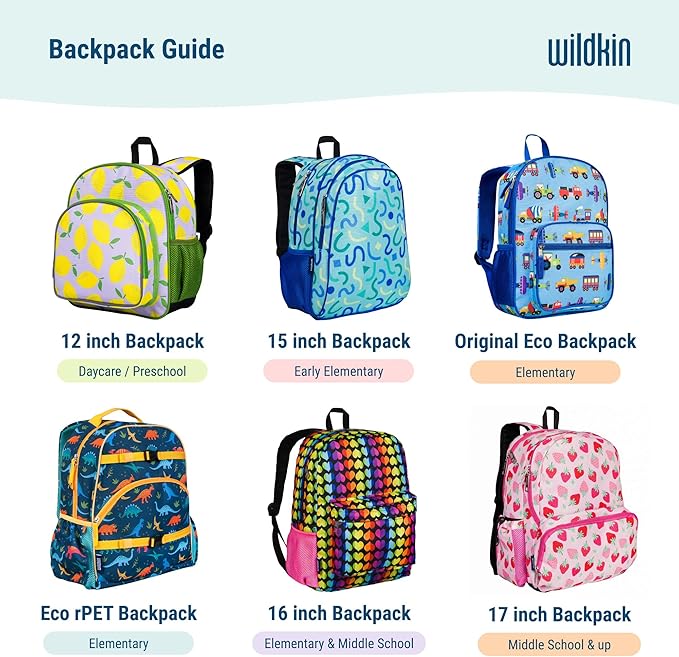 Wildkin ECO rPET 17-inch Large Backpack – Sustainable, Padded, Adjustable – Sharks