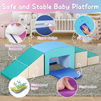 SURPCOS Foam Climbing Blocks for Toddlers - Soft Play Set for Toddlers 1-3 - Climbing Toys - Baby Climbing Gym Foam - with Slide Stairs and Tunnel - Great for All Ages (6 Pc Blue Soft Play Area Set)