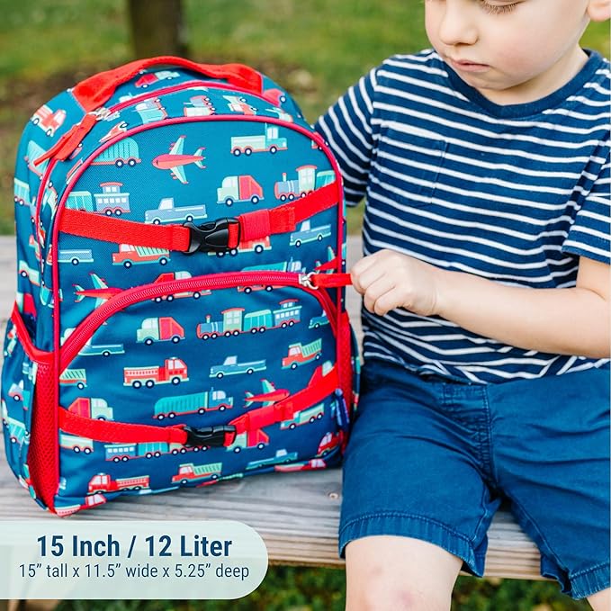 Wildkin ECO rPET 15-inch Kids Backpack – Sustainable, Padded, Adjustable – Transportation