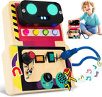 Montessori Busy Board with Led Light, Wooden Sensory Board Travel Toys for 1 Year Old, Preschool Learning Activities Easter Gifts for Boys Girls