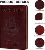 BIAOTIE Premium Leather Passport Holder Covers, Rfid Travel Wallet Passport Document Holder, Travel Essentials Wallet Cover Case for Men and Women (Wine Red)