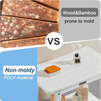 Large Waterproof Shower Bench for Inside, HDPS White Shower Stool for Shaving Legs, Spa Bath Chair Seat for Bathroom, Indoor/Outdoor Use, No Maintenance, Weight Capacity 500LBS