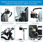 Accmor Stroller Cup Holder with Phone Holder, Bike Cup Holder, Universal Cup Holder for Uppababy Nuna Doona Strollers, 2-in-1 Cup Phone Holder for Stroller, Bike, Wheelchair, Walker, Scooter