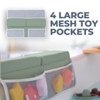 Comfortable Baby Bath Kneeler and Elbow Rest Pad Set – Thick Memory Foam Bath Kneeling Pad with Elbow Support – Baby Bathtub Cushion with Toy Organizer for Bathing Infant or Toddler - Green