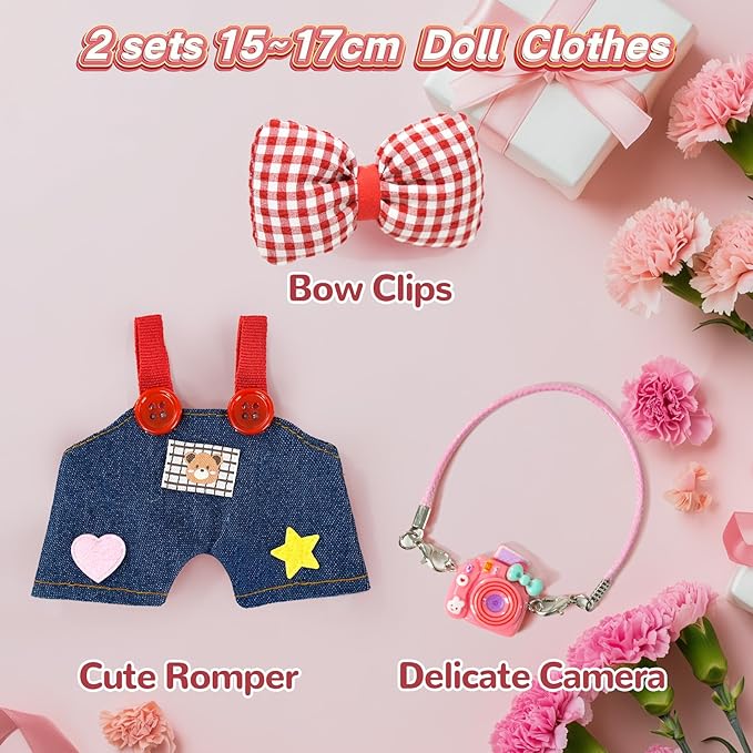 2 Sets Clothes for 17cm Doll, Cute Doll Clothes and Accessories, Outfit Sets 2025 Fashion Style