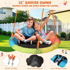 Swing Set for Backyard with Stand - Heavy Duty 440lbs Metal A-Frame Outdoor Playset with 32" Saucer Swing & 26.2" Seats